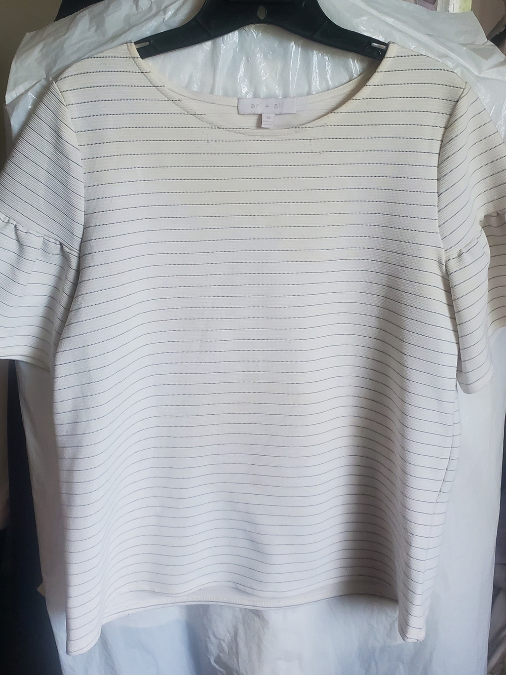 Striped Short Bell Sleeved Top